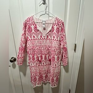 Tommy Bahama Ikat Tropics Full Sleeve Dress Cover Up - Passion Pink
Size large